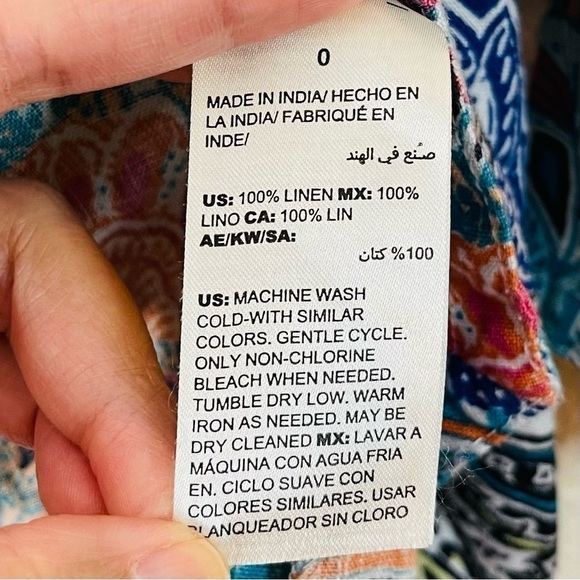 Chico’s Paisley Linen Drape Jacket Women Size Small Blue/Pink - Picture 6 of 13